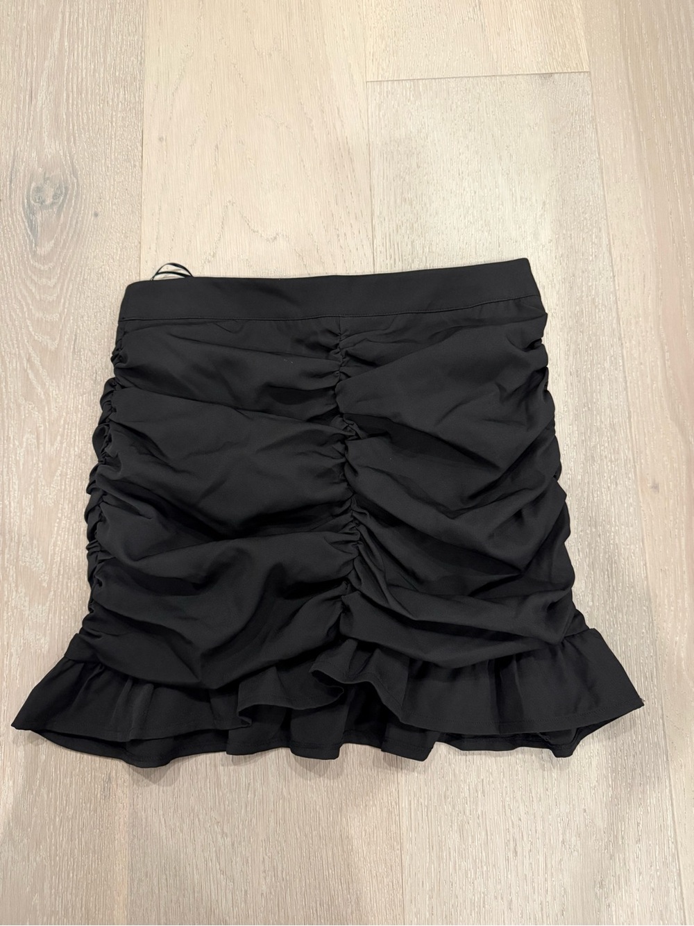 Jealous Tomato Black Ruched Ruffle Mini Skirt